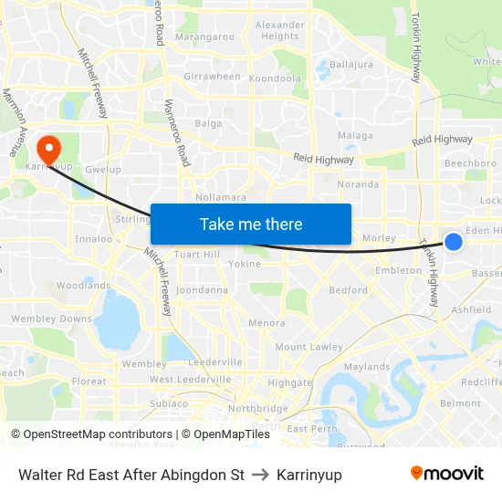 Walter Rd East After Abingdon St to Karrinyup map