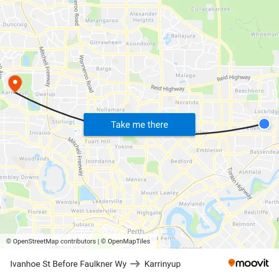 Ivanhoe St Before Faulkner Wy to Karrinyup map