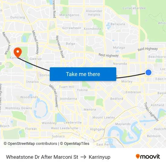 Wheatstone Dr After Marconi St to Karrinyup map