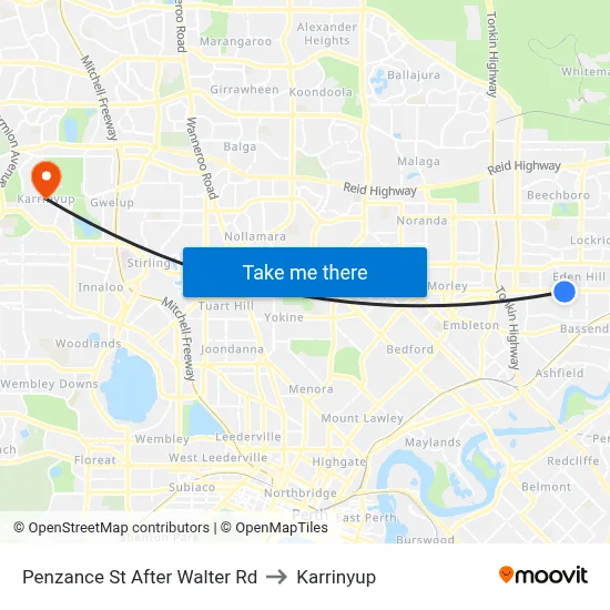 Penzance St After Walter Rd to Karrinyup map
