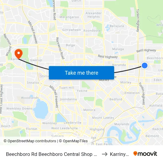 Beechboro Rd Beechboro Central Shop Ctr to Karrinyup map