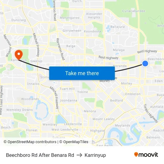 Beechboro Rd After Benara Rd to Karrinyup map