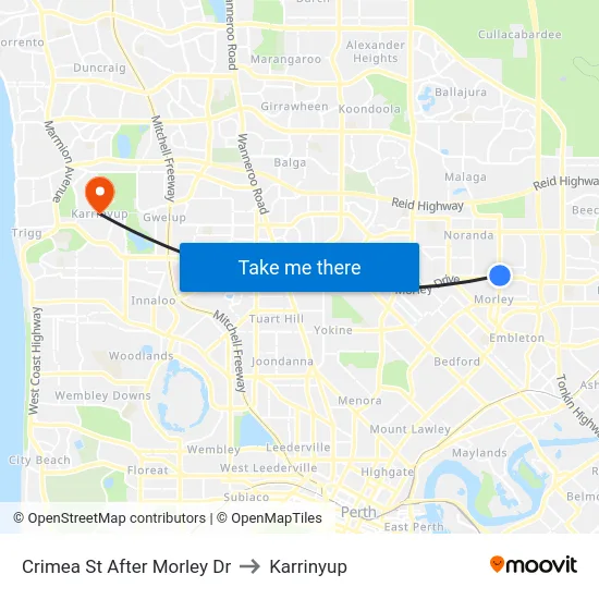 Crimea St After Morley Dr to Karrinyup map