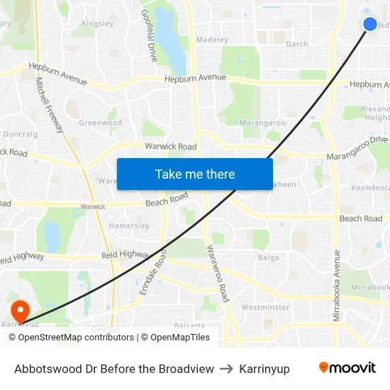 Abbotswood Dr Before the Broadview to Karrinyup map