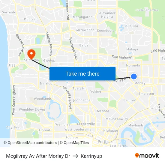 Mcgilvray Av After Morley Dr to Karrinyup map