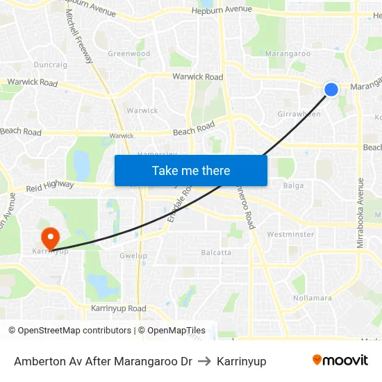 Amberton Av After Marangaroo Dr to Karrinyup map