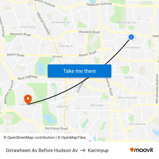 Girrawheen Av Before Hudson Av to Karrinyup map