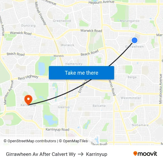 Girrawheen Av After Calvert Wy to Karrinyup map