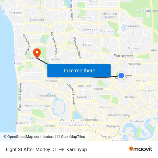 Light St After Morley Dr to Karrinyup map