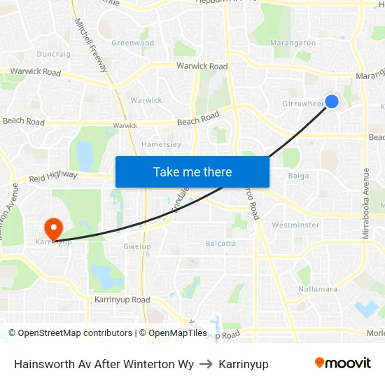 Hainsworth Av After Winterton Wy to Karrinyup map