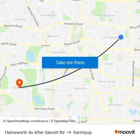 Hainsworth Av After Salcott Rd to Karrinyup map