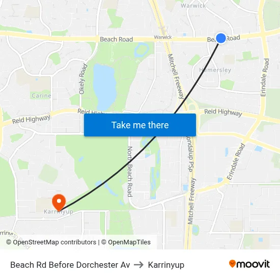 Beach Rd Before Dorchester Av to Karrinyup map