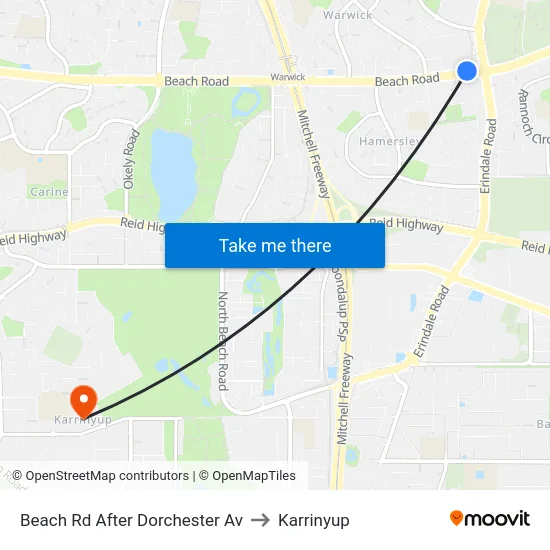 Beach Rd After Dorchester Av to Karrinyup map