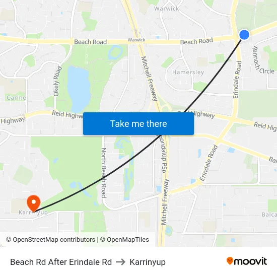Beach Rd After Erindale Rd to Karrinyup map