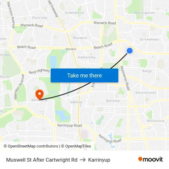Muswell St After Cartwright Rd to Karrinyup map