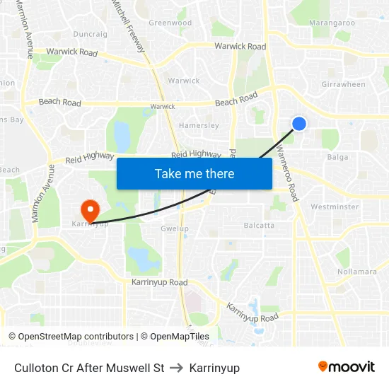 Culloton Cr After Muswell St to Karrinyup map