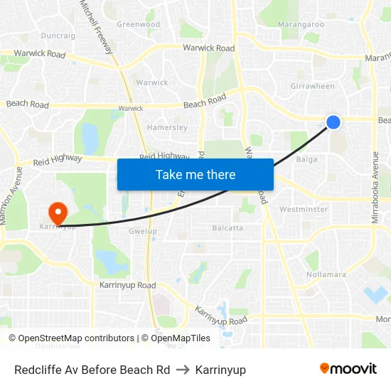 Redcliffe Av Before Beach Rd to Karrinyup map