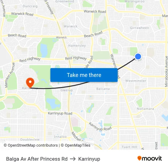 Balga Av After Princess Rd to Karrinyup map