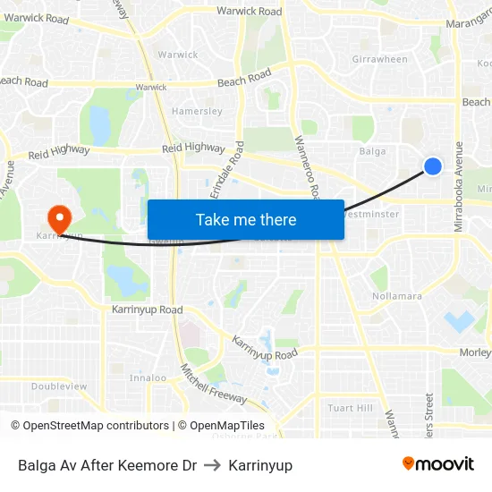 Balga Av After Keemore Dr to Karrinyup map