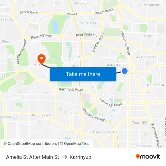 Amelia St After Main St to Karrinyup map