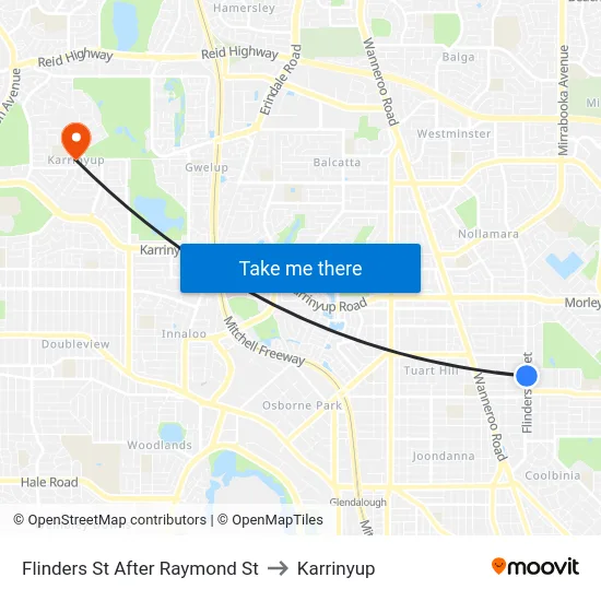 Flinders St After Raymond St to Karrinyup map