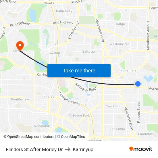Flinders St After Morley Dr to Karrinyup map