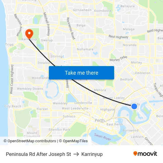 Peninsula Rd After Joseph St to Karrinyup map