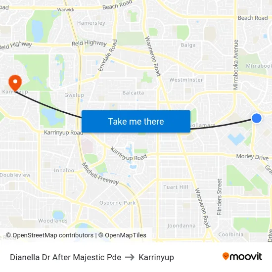 Dianella Dr After Majestic Pde to Karrinyup map