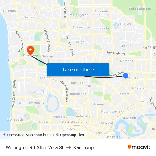 Wellington Rd After Vera St to Karrinyup map
