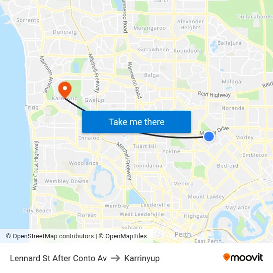 Lennard St After Conto Av to Karrinyup map