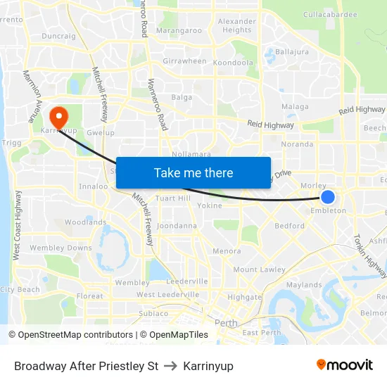 Broadway   After Priestley St to Karrinyup map
