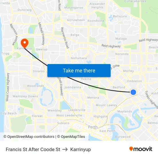 Francis St After Coode St to Karrinyup map