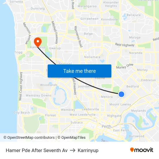 Hamer Pde After Seventh Av to Karrinyup map