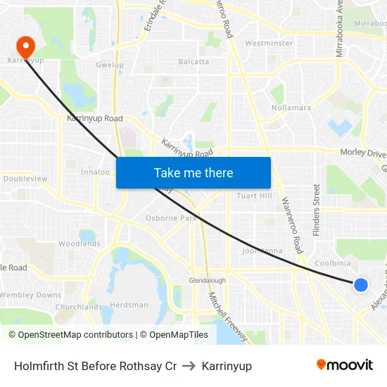 Holmfirth St Before Rothsay Cr to Karrinyup map