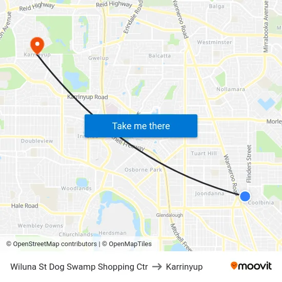 Wiluna St Dog Swamp Shopping Ctr to Karrinyup map