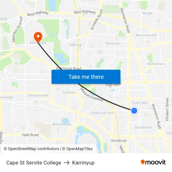 Cape St Servite College to Karrinyup map