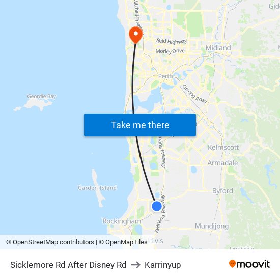 Sicklemore Rd After Disney Rd to Karrinyup map