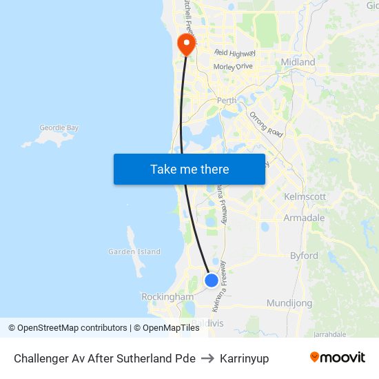 Challenger Av After Sutherland Pde to Karrinyup map