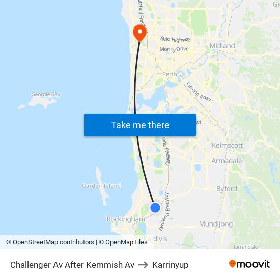 Challenger Av After Kemmish Av to Karrinyup map