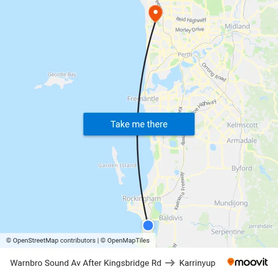 Warnbro Sound Av After Kingsbridge Rd to Karrinyup map