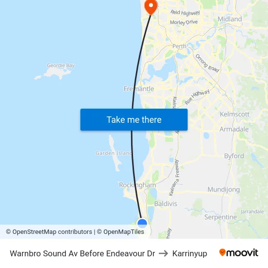 Warnbro Sound Av Before Endeavour Dr to Karrinyup map