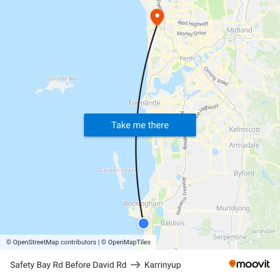 Safety Bay Rd Before David Rd to Karrinyup map