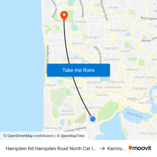 Hampden Rd Hampden Road North Cat Id 130 to Karrinyup map
