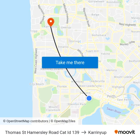 Thomas St Hamersley Road Cat Id 139 to Karrinyup map