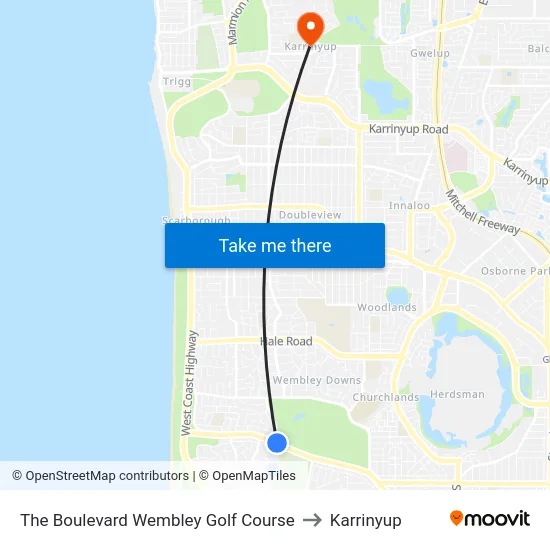 The Boulevard   Wembley Golf Course to Karrinyup map
