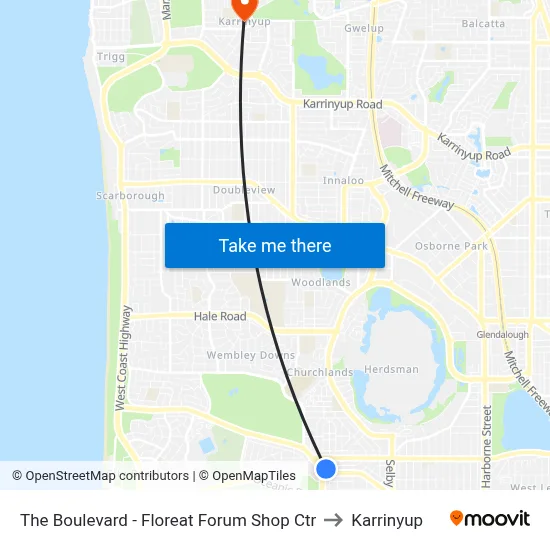 The Boulevard  - Floreat Forum Shop Ctr to Karrinyup map