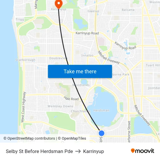 Selby St Before Herdsman Pde to Karrinyup map