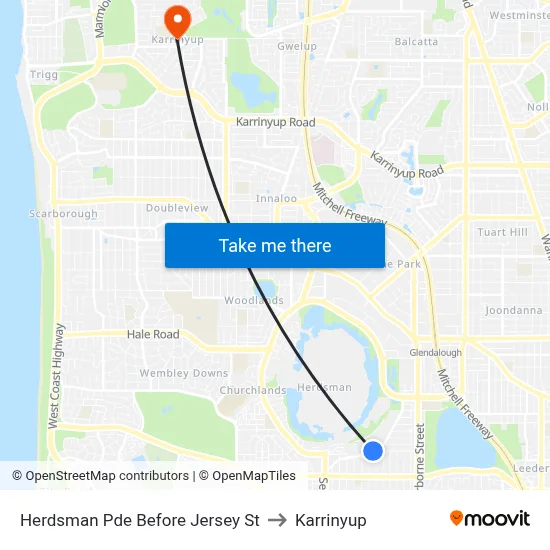 Herdsman Pde Before Jersey St to Karrinyup map