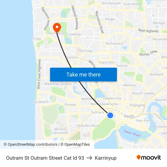 Outram St Outram Street Cat Id 93 to Karrinyup map