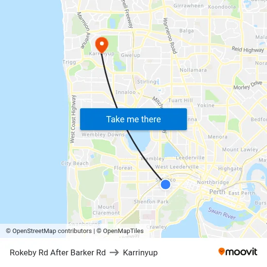 Rokeby Rd After Barker Rd to Karrinyup map